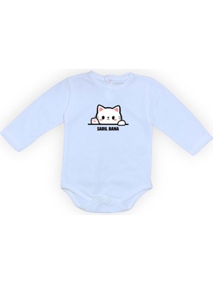 Mnk Baby & Kids Sarıl Bana Kedi Baskılı Bebek Body Zıbın Çıtçıtlı Badi