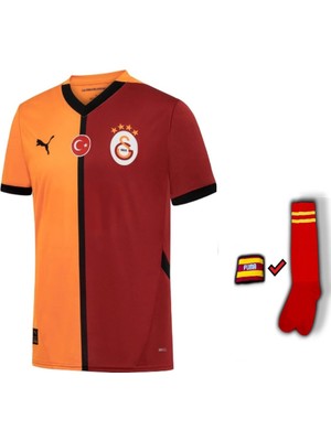 Galatasaray Forma 2024/2025 Sezon V.osimhen 45 Numara Sarı Kırmızı Yetişkin Futbol Forması Bilekik ve Tozluk Dahil