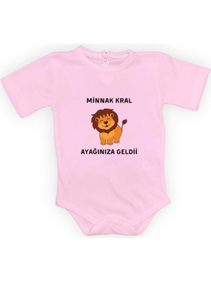 Mnk Baby & Kids Minnak Kral Ayağınıza Geldii Baskılı Bebek Body Zıbın Çıtçıtlı Badi
