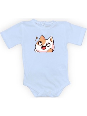 Mnk Baby & Kids Gözleri Parlayan Kedi Baskılı Bebek Body Zıbın Çıtçıtlı Badi