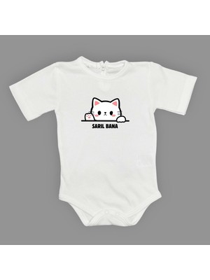 Mnk Baby & Kids Sarıl Bana Kedi Baskılı Bebek Body Zıbın Çıtçıtlı Badi