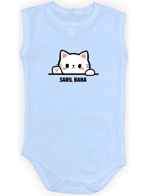 Mnk Baby & Kids Sarıl Bana Kedi Baskılı Bebek Body Zıbın Çıtçıtlı Badi