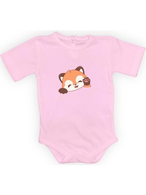 Mnk Baby & Kids Sevimli Tilki Baskılı Bebek Body Zıbın Çıtçıtlı Badi