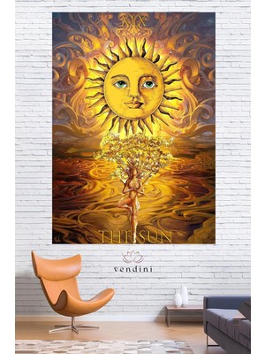 Vendini The Sun, Tarot Kartı Duvar Örtüsü Duvar Halısı Wall Tapestry