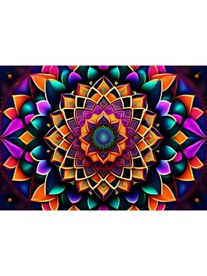 Vendini Rengarenk Mandala Duvar Örtüsü Duvar Halısı Wall Tapestry