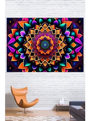 Vendini Rengarenk Mandala Duvar Örtüsü Duvar Halısı Wall Tapestry