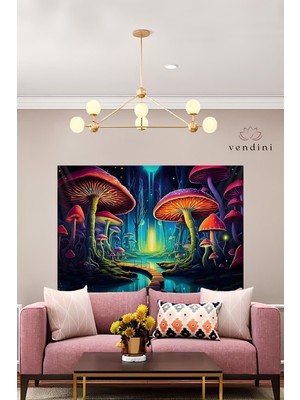 Vendini Kumaş , Mantar Ormanı Duvar Örtüsü Duvar Halısı Wall Tapestry