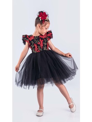 Kız Çocuk Nakışlı Tütü Etek Elbise MNK0578