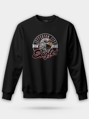 Nirvoda Jefferson Eagle Kartal Siyah Unisex Regular Sweatshirt