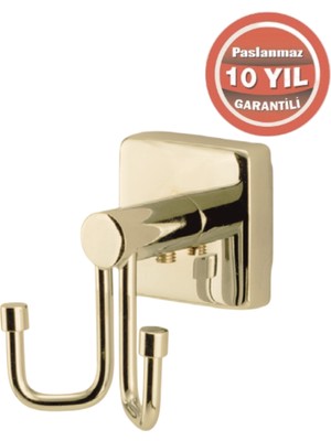 Çelik Banyo Paslanmaz Pirinç Vizyon 2’li Bornozluk Altın Sarı Gold