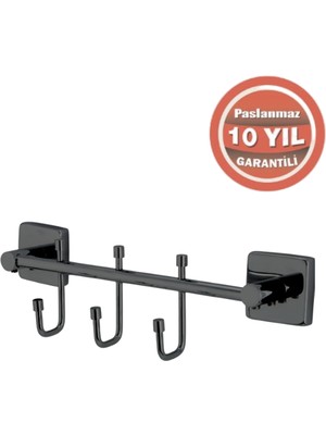 Çelik Banyo Paslanmaz Pirinç Vizyon 3’lü Askılık Mat Siyah