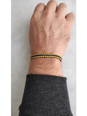 Taraftar Markome Örgü Bileklik, Sarı Lacivert Fenerbahçe Taraftar  Hediye Erkek Bileklik