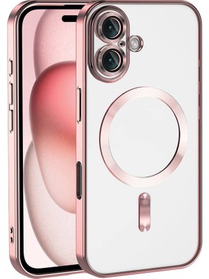 Noktaks - ZORE Apple iPhone 16 Plus - Kılıf Kamera Korumalı Magsafe Wireless Şarj Özellikli Demre Kapak - Rose Gold - T33614