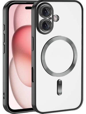 noktaks - Apple iPhone 16 Plus - Kılıf Kamera Korumalı Magsafe Wireless Şarj Özellikli Demre Kapak - Siyah - T33614