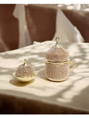 Finn Taşlı Damat Kahve Fincanı ve Lokumluk