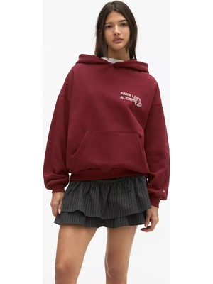 Actıve Moda-Kadın Sweatshirt  Fake Love Alert  Baskılı Hodies  3 Iplik Kompakt Kumaş (Içi Pamuklu