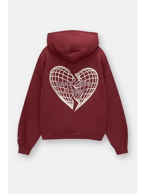 Actıve Moda-Kadın Sweatshirt  Fake Love Alert  Baskılı Hodies  3 Iplik Kompakt Kumaş (Içi Pamuklu