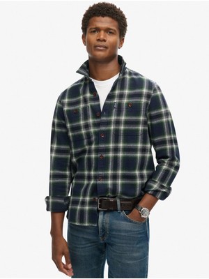 Superdry Normal Siyah Erkek Gömlek M4010651AB4L_VINTAGE Check Overshır