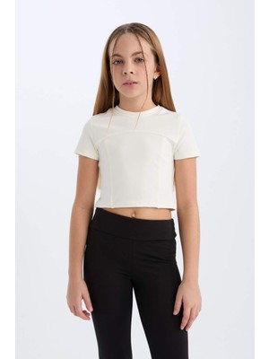 DeFacto Slim Fit Dar Kesim Bisiklet Yaka Kısa Kollu Tişört Kız Çocuk D9789A825SM