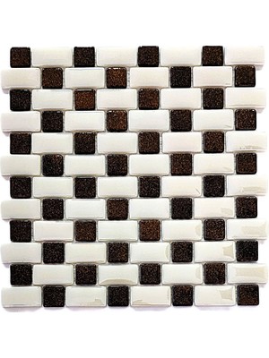 MozaiKristaL Mutfak Tezgah Arası, Havuz, Banyo, Sauna, Spa, ve Yaşam Alanlarının Tüm Yüzeyleri İçin. 25X50MM. Bej - G.kahve. 31.5X31.5 Cm. Fileli Cam Mozaik. ( 10 File Karo = 1 M2 Fiyatıdır )