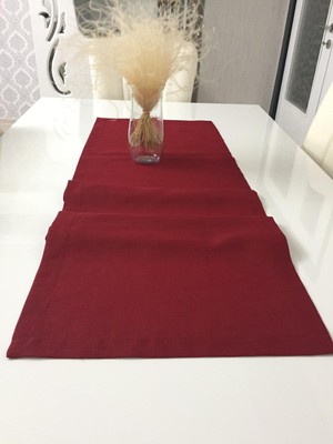 Afa Tasarım Kırmızı Simli Keten  Runner 45  x  150 cm