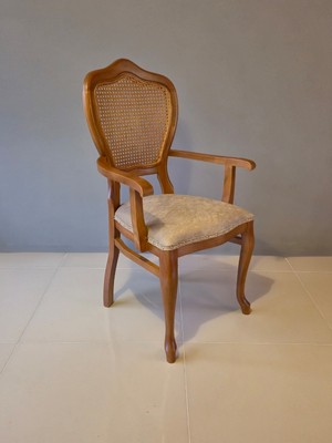 Klein Haus Furniture Lilia Kollu Ahşap Sandalye, Hazeranlı Ahşap Yemek Sandalyesi, Klasik Tasarım