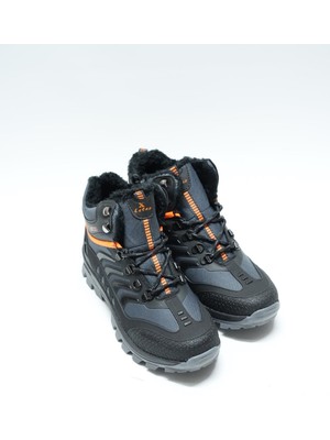 Eymen Shoes Leteo Günlük Içi Yünlü Bağcıklı Erkek Bot, Siyah Turuncu, Siyah Kırmızı(Ladik)