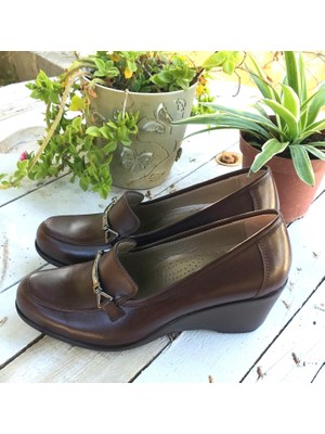 Bags Shoes Nish N537 Hakiki Deri Dolgu Taban Kadın Klasik Ayakkabı