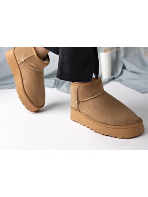 Bags Shoes Kuum London K11Y02 Kadın İçi Tüylü Kalın Tabanlı Kısa Boy Ug Bot