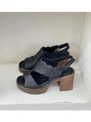 Bags Shoes Venüs 2409801Y Kadın  Deri Lazerli Apartman Topuk Platformlu Yazlık Ayakkabı