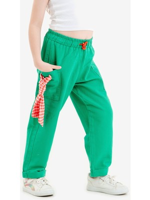 Kız Çocuk Fularlı Keten Pantolon G2543