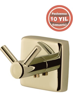 Çelik Banyo Paslanmaz Pirinç Vizyon 2’li Bornozluk Altın Sarı Gold