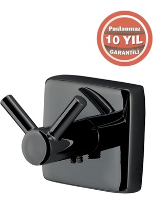 Çelik Banyo Paslanmaz Pirinç Vizyon 2’li Bornozluk Mat Siyah