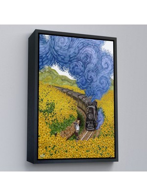 Çerçeveli Vincent Van Gogh'un Renkli Tasviri Duvar TABLOSU-6224