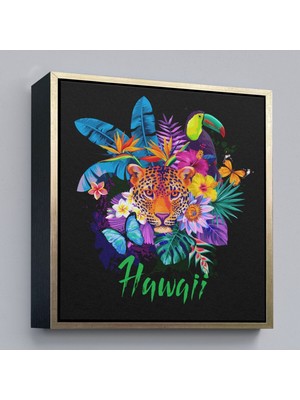 Çerçeveli Hawai Temalı Leopar Dekoratif Kanvas TABLO-5814