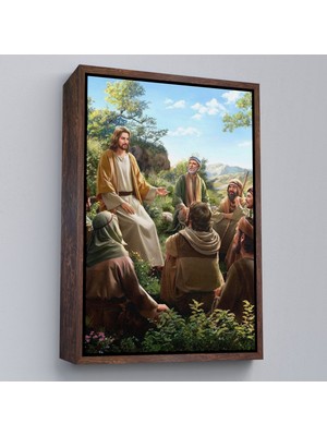 Çerçeveli Isa Mesih Havarilerine Ders Veriyor, Hristiyan Hediye Tablosu Jesus Christ -6382