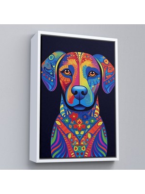 Çerçeveli Mandala Renkli Köpek TABLO-7545
