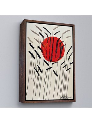 Çerçeveli Alexander Calder - Kızıl Güneş ve Uzun Otlar Tablosu - Cattails With Red SUN-8090