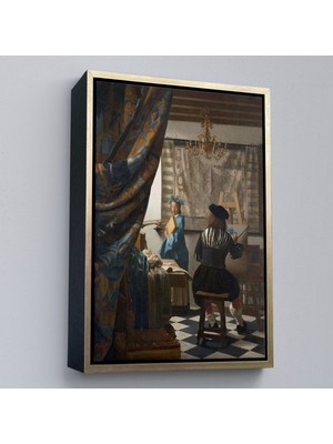 Çerçeveli Johannes Vermeer - Resim Çizme TABLOSU-7422