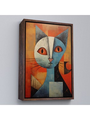 Çerçeveli Pablo Picasso Tarzı - Soyut Renkli Kedi TABLO-7373