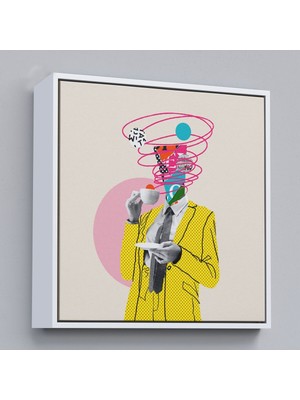 Çerçeveli Çizgi Roman Kahramanı Kahvesini Yudumluyor Pop Art Kanvas TABLO-5066