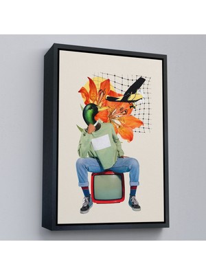Çerçeveli Ördek Kafalı Insan Pop Art TABLO-8017