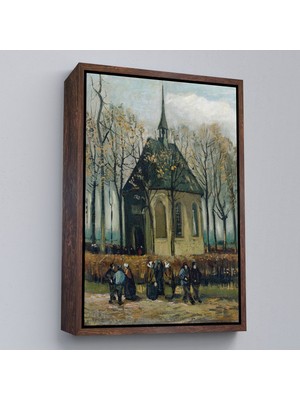 Çerçeveli Vincent Van Gogh - Cemaat Nuenen'deki Reform Kilisesinden Ayrılıyor TABLO-7466
