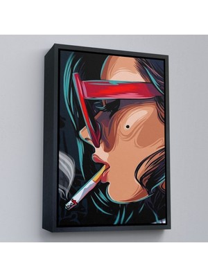 Çerçeveli Sigara Içen Pop Art Kadın TABLOSU-7929