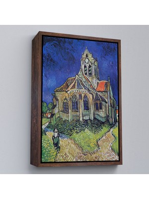 Çerçeveli Vincent Van Gogh Auvers'deki Kilise TABLOSU-7445