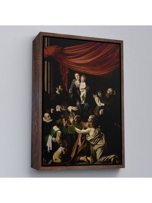 Çerçeveli Caravaggio - Tesbih Madonnası Tablo - Madonna Of The ROSARY-7360