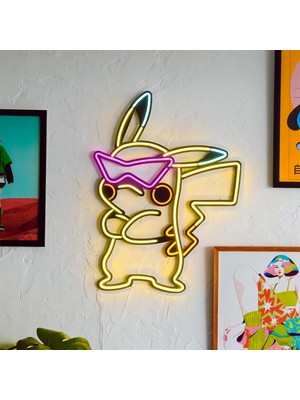 Pikachu Neon LED Metal Lamba - Pokemon Tasarımlı, Modern & Endüstriyel Stil, 47CMX64CM, LED Işıklar Yatak Odası Konser Salonu Bar Kulüp Parti Düğün Dekorasyon Doğum Günü Hediyesi