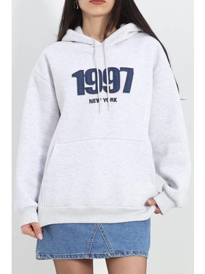 Kot Nakışlı Oversize 3 Iplik Sweat Gri - 2442.336.