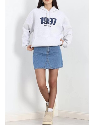 Kot Nakışlı Oversize 3 Iplik Sweat Gri - 2442.336.