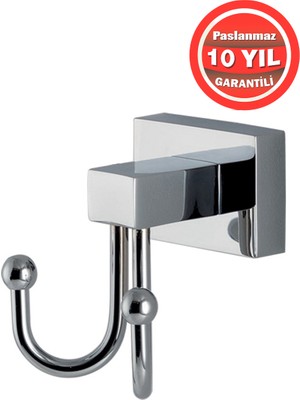 Çelik Banyo Paslanmaz Pirinç Kenzo Çiftli Bornozluk Banyo Askısı